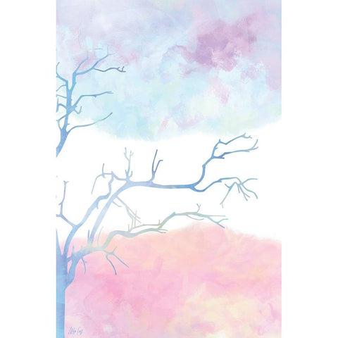Pastel Tree II Gold Ornate Wood Framed Art Print with Double Matting by Fay, Mela