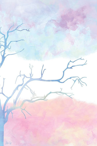 Pastel Tree II Black Ornate Wood Framed Art Print with Double Matting by Fay, Mela