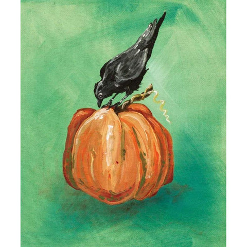 Pumpkin and Bird Black Modern Wood Framed Art Print by Strong, Molly Susan
