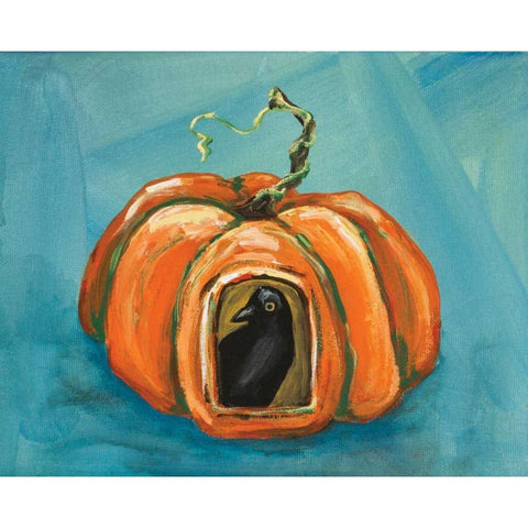 Pumpkin and Crow Black Modern Wood Framed Art Print with Double Matting by Strong, Molly Susan