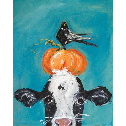 Cow and Friends Gold Ornate Wood Framed Art Print with Double Matting by Strong, Molly Susan