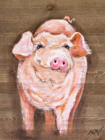 Pig White Modern Wood Framed Art Print with Double Matting by Strong, Molly Susan