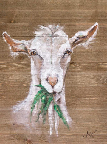Goat White Modern Wood Framed Art Print with Double Matting by Strong, Molly Susan