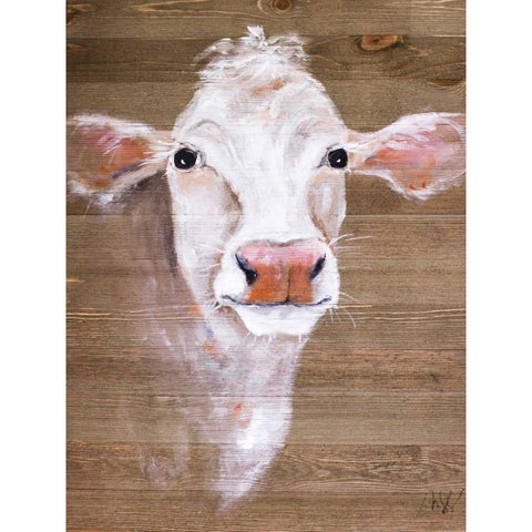 White Cow Black Modern Wood Framed Art Print by Strong, Molly Susan