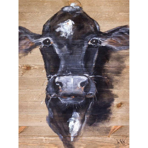 Black Cow Gold Ornate Wood Framed Art Print with Double Matting by Strong, Molly Susan