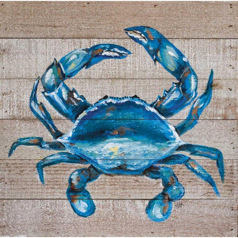 Blue Crab Gold Ornate Wood Framed Art Print with Double Matting by Strong, Molly Susan