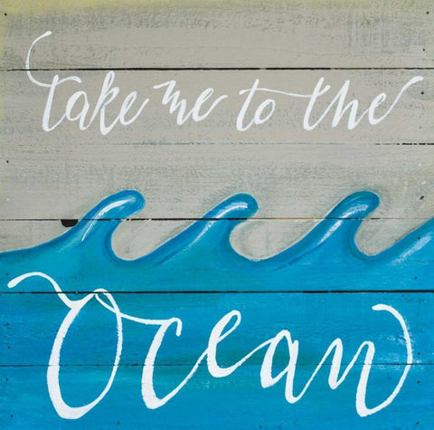 Take Me to the Ocean White Modern Wood Framed Art Print with Double Matting by Strong, Molly Susan