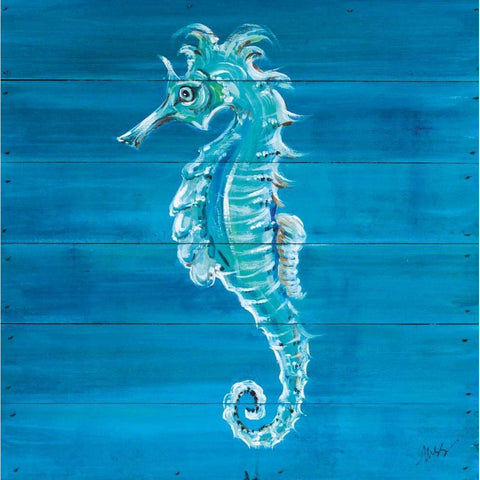 Seahorse White Modern Wood Framed Art Print by Strong, Molly Susan