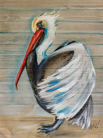 Pelican White Modern Wood Framed Art Print with Double Matting by Strong, Molly Susan