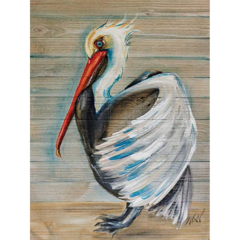 Pelican Black Modern Wood Framed Art Print with Double Matting by Strong, Molly Susan