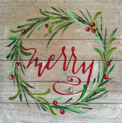Merry White Modern Wood Framed Art Print with Double Matting by Strong, Molly Susan