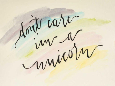 Dont Care Im a Unicorn White Modern Wood Framed Art Print with Double Matting by Strong, Molly Susan