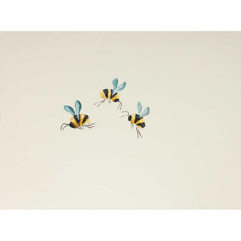 3 Bees Black Modern Wood Framed Art Print with Double Matting by Strong, Molly Susan