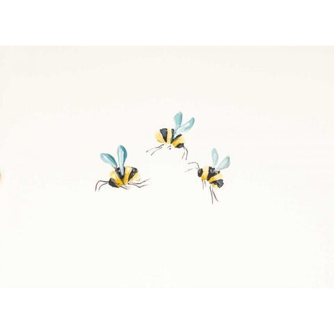 3 Bees on White Gold Ornate Wood Framed Art Print with Double Matting by Strong, Molly Susan