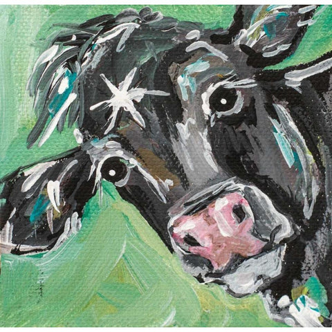 Black Cow Gold Ornate Wood Framed Art Print with Double Matting by Strong, Molly Susan