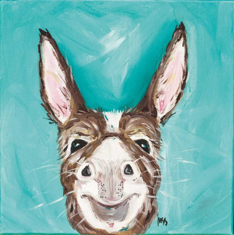 Mr. Donkey Black Ornate Wood Framed Art Print with Double Matting by Strong, Molly Susan