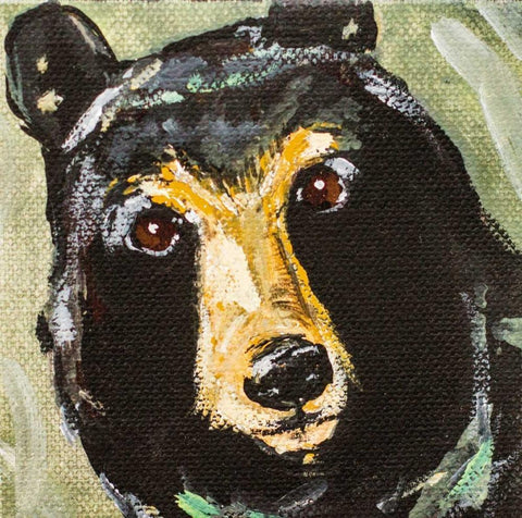 Black Bear Black Ornate Wood Framed Art Print with Double Matting by Strong, Molly Susan