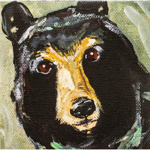 Black Bear Gold Ornate Wood Framed Art Print with Double Matting by Strong, Molly Susan