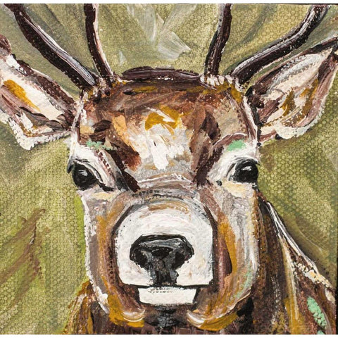 Deer White Modern Wood Framed Art Print by Strong, Molly Susan