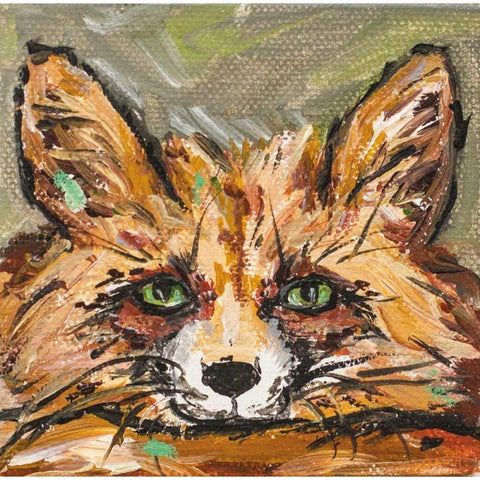 Fox Black Modern Wood Framed Art Print by Strong, Molly Susan