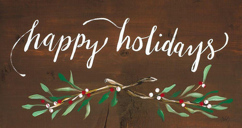 Happy Holidays White Modern Wood Framed Art Print with Double Matting by Strong, Molly Susan