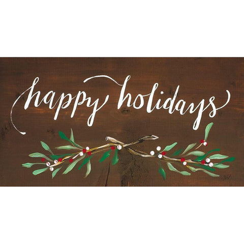 Happy Holidays Black Modern Wood Framed Art Print by Strong, Molly Susan