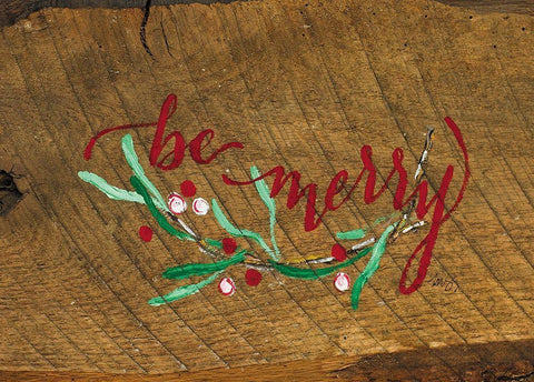 Be Merry Black Ornate Wood Framed Art Print with Double Matting by Strong, Molly Susan