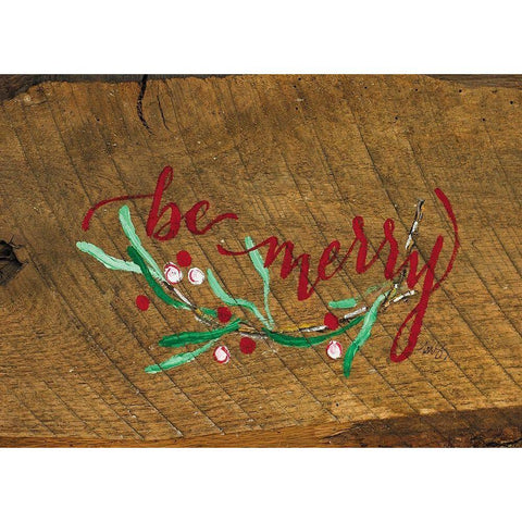 Be Merry Black Modern Wood Framed Art Print by Strong, Molly Susan
