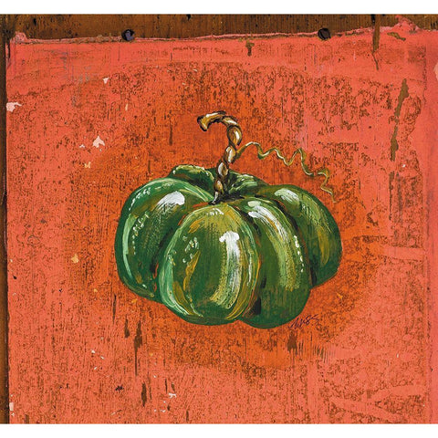 Green Pumpkin Gold Ornate Wood Framed Art Print with Double Matting by Strong, Molly Susan