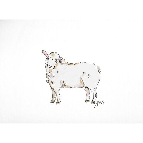 Sheep Gold Ornate Wood Framed Art Print with Double Matting by Strong, Molly Susan