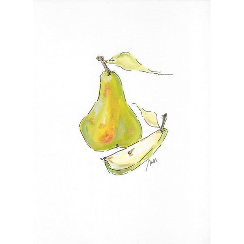Pear White Modern Wood Framed Art Print by Strong, Molly Susan