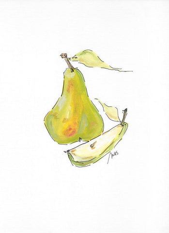 Pear White Modern Wood Framed Art Print with Double Matting by Strong, Molly Susan