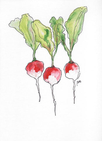 Radishes White Modern Wood Framed Art Print with Double Matting by Strong, Molly Susan