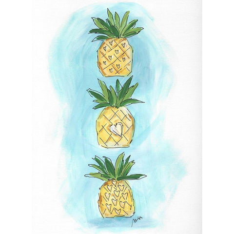 Pineapples Black Modern Wood Framed Art Print with Double Matting by Strong, Molly Susan