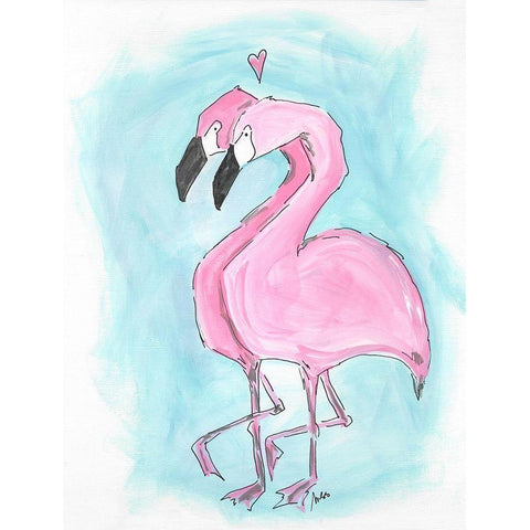 Flamingos White Modern Wood Framed Art Print by Strong, Molly Susan