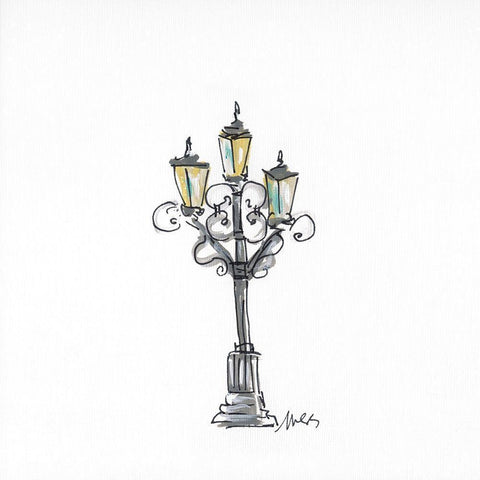 Lamp Post White Modern Wood Framed Art Print by Strong, Molly Susan