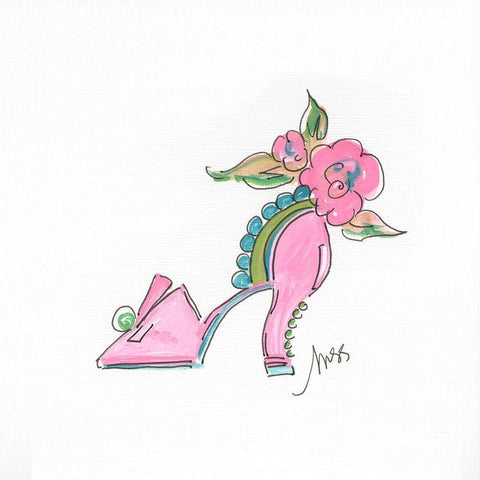 One Shoe Black Ornate Wood Framed Art Print with Double Matting by Strong, Molly Susan