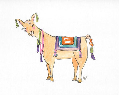 Llama Two White Modern Wood Framed Art Print with Double Matting by Strong, Molly Susan