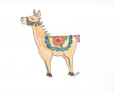 Llama White Modern Wood Framed Art Print with Double Matting by Strong, Molly Susan