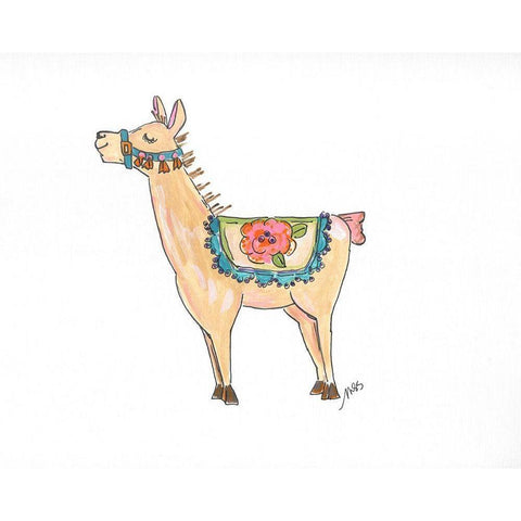 Llama Black Modern Wood Framed Art Print with Double Matting by Strong, Molly Susan