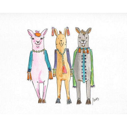 Llama Three Black Modern Wood Framed Art Print with Double Matting by Strong, Molly Susan