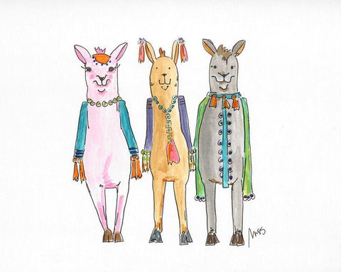 Llama Three Black Ornate Wood Framed Art Print with Double Matting by Strong, Molly Susan