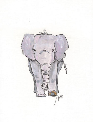 Elephant Black Ornate Wood Framed Art Print with Double Matting by Strong, Molly Susan