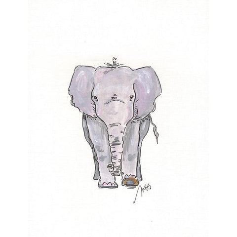 Elephant Gold Ornate Wood Framed Art Print with Double Matting by Strong, Molly Susan