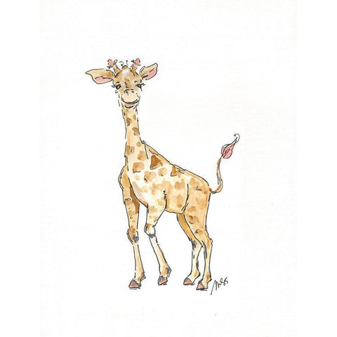 Giraffe White Modern Wood Framed Art Print by Strong, Molly Susan
