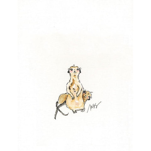 Meerkats Black Modern Wood Framed Art Print by Strong, Molly Susan