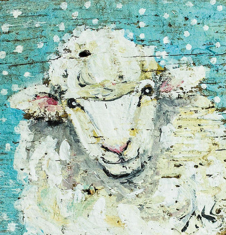 Sheep White Modern Wood Framed Art Print with Double Matting by Strong, Molly Susan