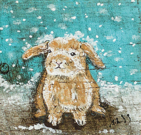 Bunny White Modern Wood Framed Art Print with Double Matting by Strong, Molly Susan