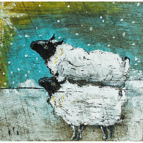 Lambs Gold Ornate Wood Framed Art Print with Double Matting by Strong, Molly Susan