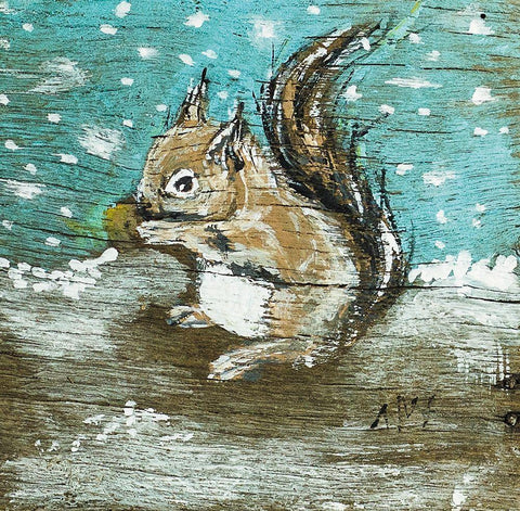 Squirrel White Modern Wood Framed Art Print with Double Matting by Strong, Molly Susan